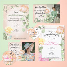 Dusty Pink Botanical Graduation Party Invitations