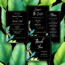 Emerald Hummingbird Tropical Leaves Wedding