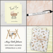 Vintage Toy Patterns || White-Yellow Baby Shower