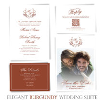 Burgundy Wine Elegant Wedding Stationery Suite