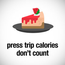 press trip calories don't count (cheesecake)