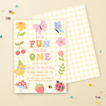 Fun to be One Yellow Gingham Girl Birthday 