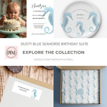 Any Age Birthday Dusty Blue Seahorse Suite