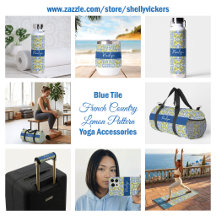 Blue French Country Lemon Monogram Yoga Accessory