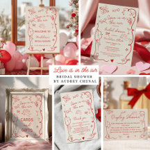 Retro Red Love in the air Valentine bridal shower