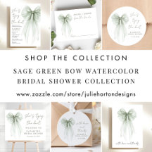 Sage Green Bow Watercolor Bridal Shower