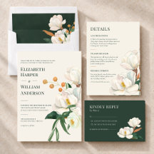 Modern Forest Green Magnolia Wedding Collection