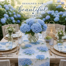 Blue Hydrangea Table Linens & Entertaining Decor