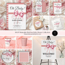 Minimalist Pink Bow Baby Shower Collection