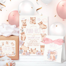 Purr-fect Cat Kitten Floral Girl Baby Shower