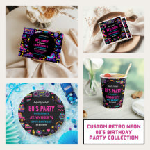 Modern Retro Neon 80’s Birthday Party Collection 