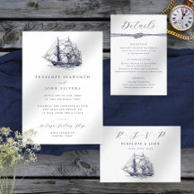 Elegant Nautical Ship Wedding Invitation Suite