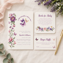 Little Butterfly Baby Shower Purple Floral Suite
