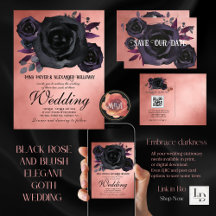 Blush Black Rose Romantic Goth Wedding 