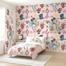 Mad hatter tea party striped bedroom decor 