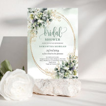 Watercolor Eucalyptus and Gold Bridal Shower 246B