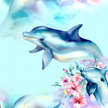 Watercolor Painted Dolphin