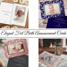 Elegant Foil Birth Announcements