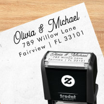 Minimalist Wedding Address Rubber Stamp