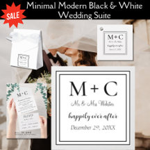 Modern Minimalist  Black & White Wedding Suite
