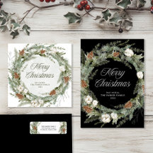 Elegant Pine Wreath and Greenery | Merry Christmas