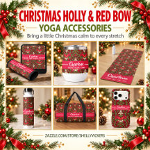 Christmas Holly and Red Bow Yoga Accessories