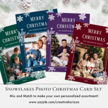 Christmas Snowflakes Photo Holiday Card Assortment