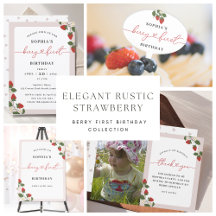 Elegant Rustic Berry First Birthday Collection