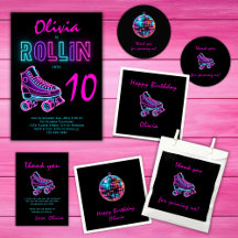 Roller Skating Girls Neon Glow Birthday Party