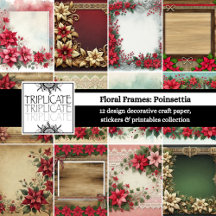 Festive Poinsettia Frames Scrapbook & Craft Paper