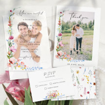 Boho Watercolor Wildflower Calligraphy Wedding