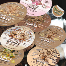 Rustic & Creative Cookies Packaging Round Labels  