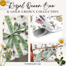 Royal Queen Bee & Gold Crown Gift Wrap