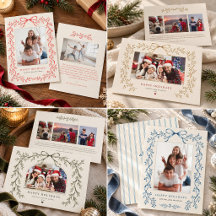 Botanical Ribbon Bow Family Photo Holiday