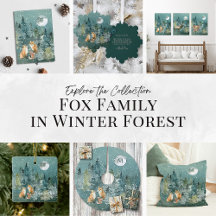 Fox Family in Forest Holiday Christmas Collection