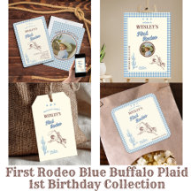 First Rodeo Blue Buffalo Plaid 1st Birthday