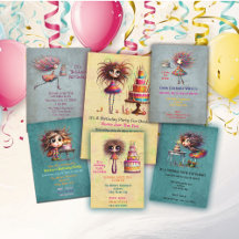 Whimsical Birthday Girls Invitations