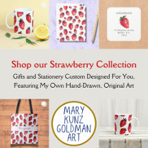 Vintage Hand-Painted Elegant Red Strawberries 