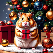 Hamster With Christmas Gift
