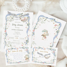 Stork Wildflower Ribbon and Bow Baby Shower 