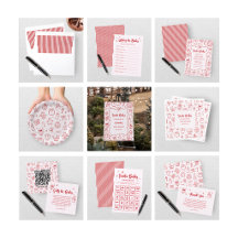 Hand Drawn Red Pink Santa Baby Holiday Baby Shower