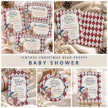 Christmas Bear Preppy Boy Baby Shower