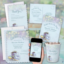Vintage Tea Party Bridal Shower Aqua