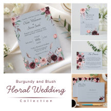 Romantic Burgundy Floral Wedding Invitation Suite