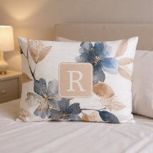 Blue Watercolor Floral Monogrammed
