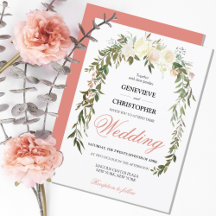 ELEGANT CORAL WATERCOLOR FLORAL WEDDING 