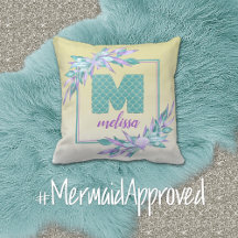 Teal Mermaid Scales 🧜Monogram in Ombre Watercolor