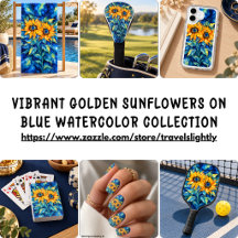 Vibrant Golden Sunflowers on Blue Collection