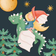 Cute dragon and adorable little witch