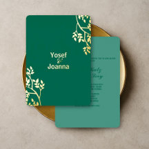 Modern Luxury Emerald Green Gold Sprawling Leaves
